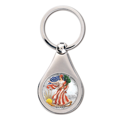Colorized Silver Walking Liberty Half Dollar Coin Keychain Coin Jewelry