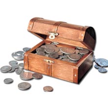 Historic Wooden Treasure Chest of Rare Old Silver Coins