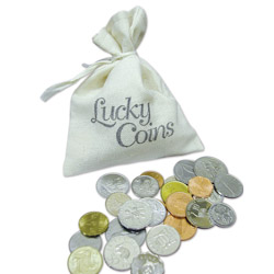 Lucky Coins in Canvas Bag