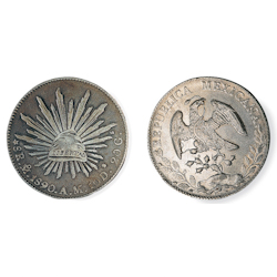 Silver Cap & Rays 8 Reales from Mexico