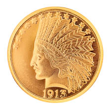 Tribute to America's Most Beautiful Coins - $10 Indian Head Gold Piece 1907-1933 Replica Coin