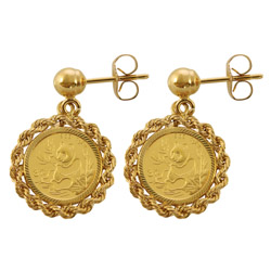 Chinese Panda Coin 14KT Earrings