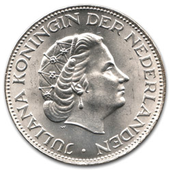 Silver Netherlands 2.5 Gulden Coin