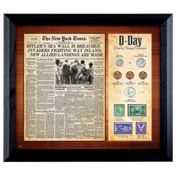 New York Times D Day Framed Coin and Stamp Collection