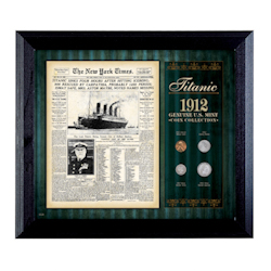 New York Times Titanic 1912 U.S. Mint Coin Collection Framed - 4 Coins