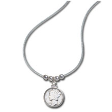 Sterling Silver Mercury Dime Pendant