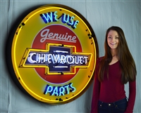 CHEVY PARTS NEON SIGN IN 36â€³ STEEL CAN