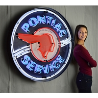 PONTIAC SERVICE NEON SIGN IN 36â€³ STEEL CAN