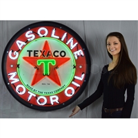 TEXACO MOTOR OIL NEON SIGN IN 36â€³ STEEL CAN