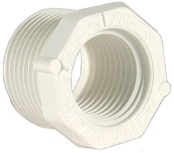 Schedule 40 PVC Reducer Bushing 1-1/2" MPT x 1-1/4" FTP