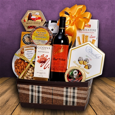 Velvet and Plaid Gift Basket