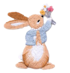 Flower Bunny Embroidered Applique