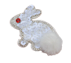 White Sequin Bunny Embroidery Patch