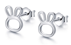 .925 Sterling Silver Bunny Stud Earrings