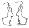 Silver Silhouette Bunny Dangle Earrings