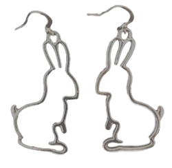 Silver Silhouette Bunny Dangle Earrings