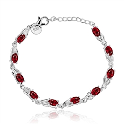 Rabbit Ears .925 Silver Ruby Crystal and CZ Bracelet