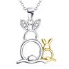 Mother and Baby Bunny .925 Sterling Silver Necklace