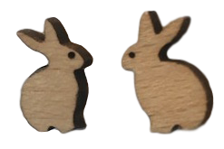 Wood Bunny Stud Earrings