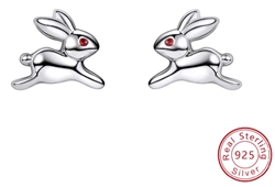 .925 Sterling Silver Hopping Rabbits