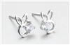 .925 Sterling Silver and Crystal Bunny Stud Earrings