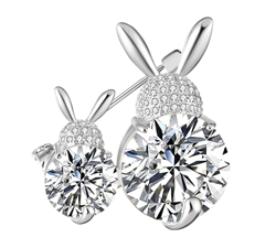 Mom & Daughter Bunnies Crystal Brooch/Pin