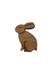 Laser Etched Wood Bunny Pin/Brooch