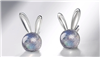 .925 Sterling Silver Moonstone Bunny Stud Earrings