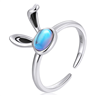 .925 Sterling Silver Moonstone Rabbit Ring