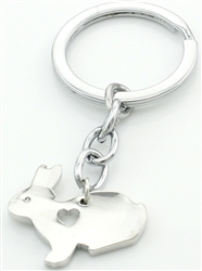 Bunny with Cutout Heart Keychain