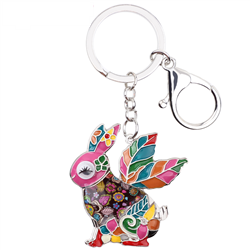 Colorful Enamel Bunny Keychain