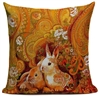 Linen Paisley Bunny Throw Pillow