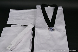 Taekwondo RIBBED Uniform Set with Black Collar - size 5
