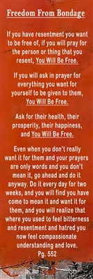 A bookmark featuring "Freedom From Bondage" a quote from page 552 of the Big Book of Alcoholics Anonymous