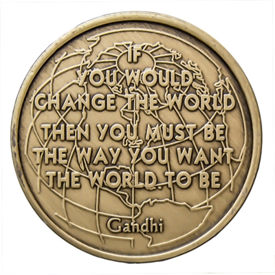 Gandhi Quote Bronze Inspirational Medallion - BRM 115