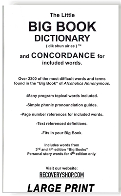 Large Print AA Big Book DICTIONARY and Concordance - Paperback Booklet | Created by Recovery Emporium