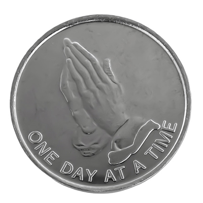 One Day At A Time - Praying Hands Aluminum Serenity Prayer Coin