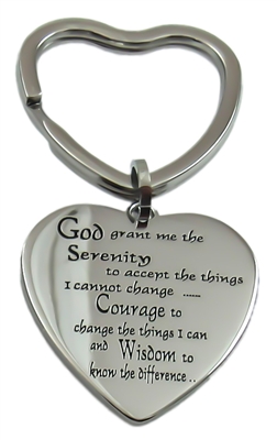 Heart Shaped Stainless Steel - Serenity Prayer Key Ring