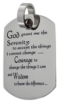 Stainless Steel Serenity Prayer Dog Tag Pendant