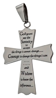 Polished Sterling Silver Cross Pendant with Serenity Prayer