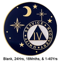 Midnight Blue and Gold Plated Moon and Stars - Painted AA Anniversary Medallion with AA Logo | $14.00 ea