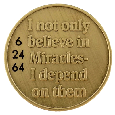Engraved Bronze Recovery Coin - Expect Miracles and a custom engraved Anniversary Date - Recovery Shop