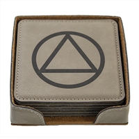 Laser Engraved - AA Logo -  Leatherette Coaster Set