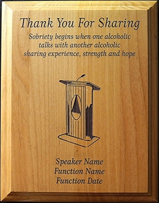 Custom AA Thank You For Sharing 7" x 9" Plaque