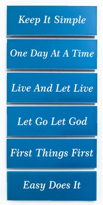 Blue and White - Laser Engraved - Recovery Slogan Magnet Set of 6