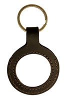 Dark Brown Leather Recovery Medallion Holder with Bronze Key Ring