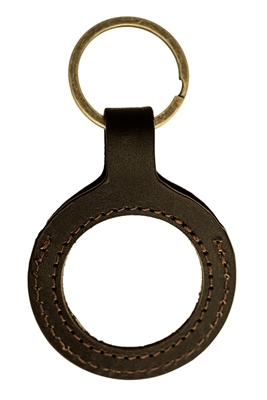 Dark Brown Leather Recovery Medallion Holder with Bronze Key Ring