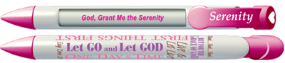 Serenity Prayer Ink Pen - Pink - Writing Pen with Four Retating Messages