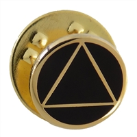 3/8" Diameter Gold Plated AA Logo on Black Lapel Pin