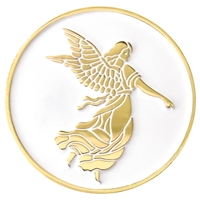 Guiding Angel | Painted Inspiration Medallion | White on gold plate